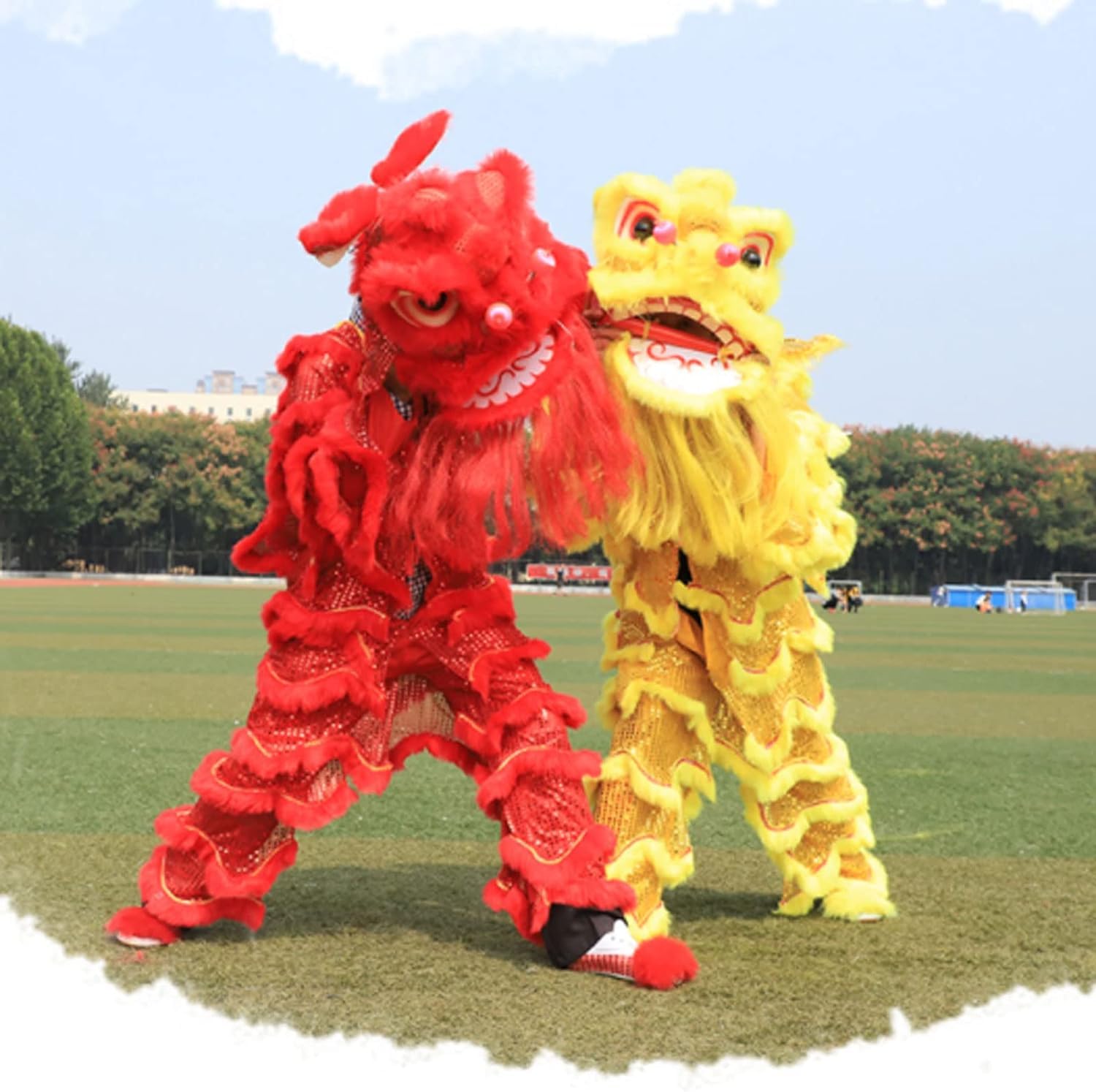 Drago Cinese per Feste Costume da Mascotte di Danza del Leone per Adulti, Spettacolo Cinese, Artigianato Feste Cinesi in Italia(Yellow)