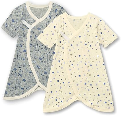 Amazon ベルメゾン コンビ肌着 2枚 セット スナップボタン ソフのび フライス ベビー 肌着 グレー系セット 60 肌着 服 ファッション小物 通販