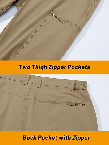 Miniatura 6 de TACVASEN Pantalones de senderismo para hombre, ligeros, de secado rápido, con 5 bolsillos, tácticos, militares, antidesgarros, duraderos