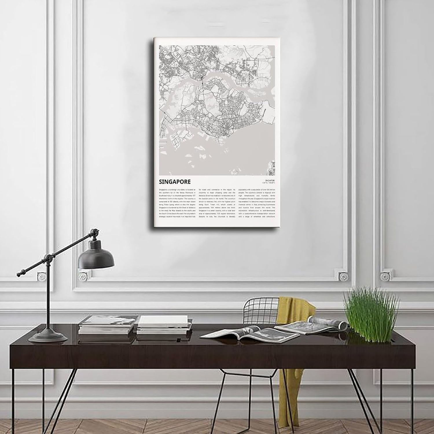 BHCNA Singapore Map Poster for Room Aesthetics Canvas Wall Art And Print 16x24inch(40x60cm)