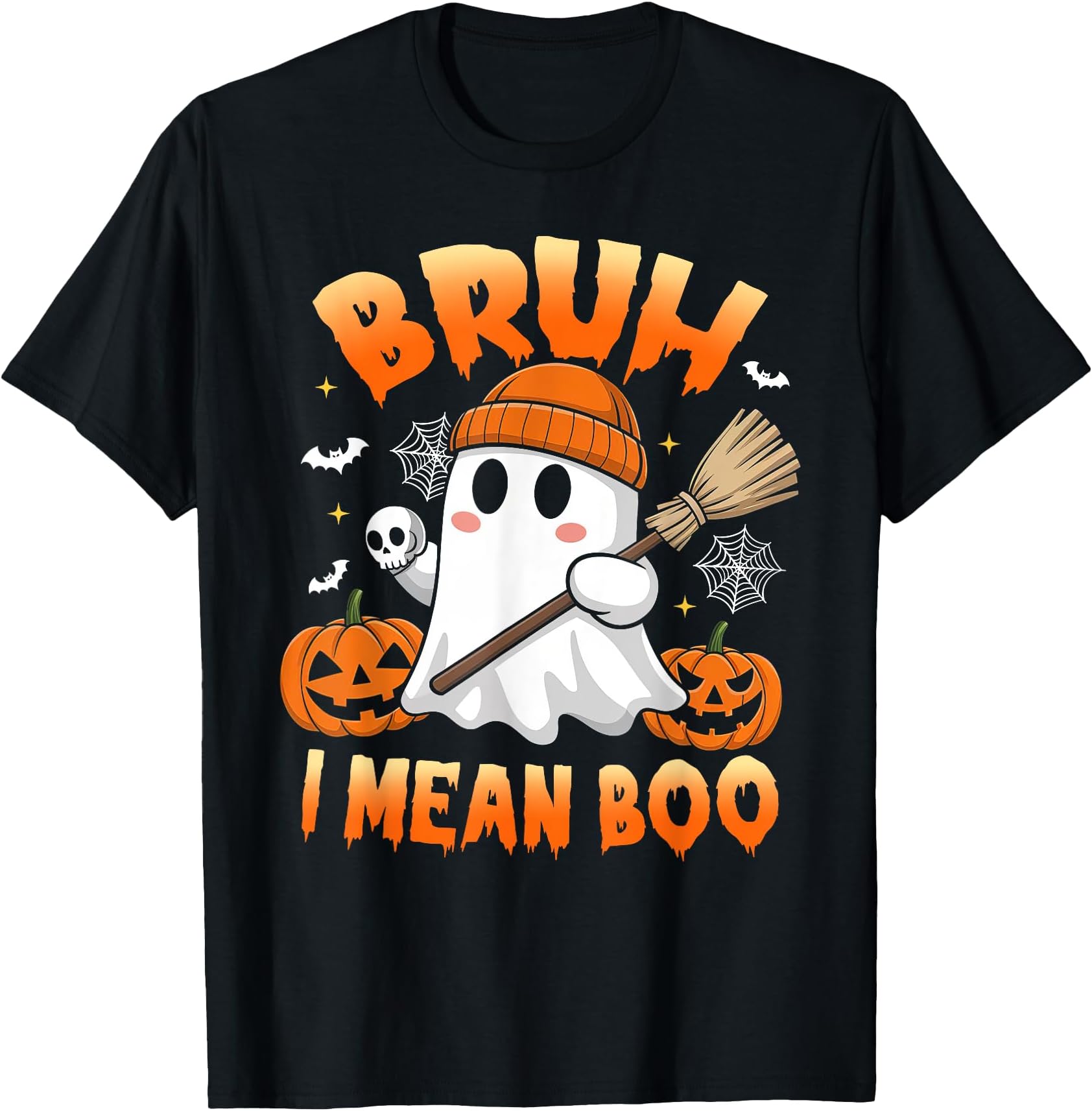 Boys Halloween Shirt Kids Toddler Bruh I Mean Boo Halloween T-Shirt