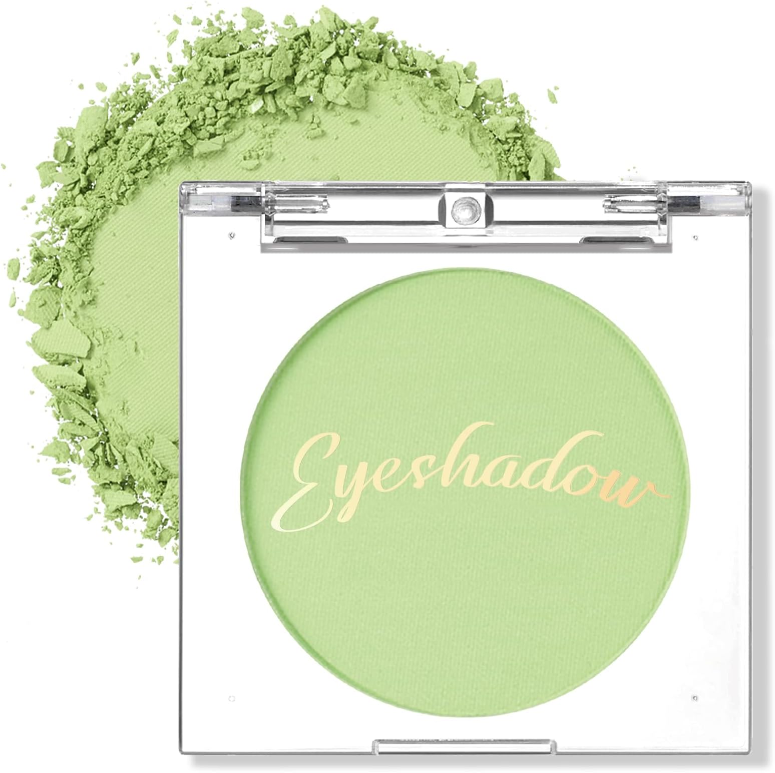 Single Green Matte Eyeshadow Palette, Velvet Eye Shadow Compact Powder Primer Base Makeup, Ultra-Blendable, Fine Smooth Powder, Waterproof, Long-Lasting, 17# Light Green