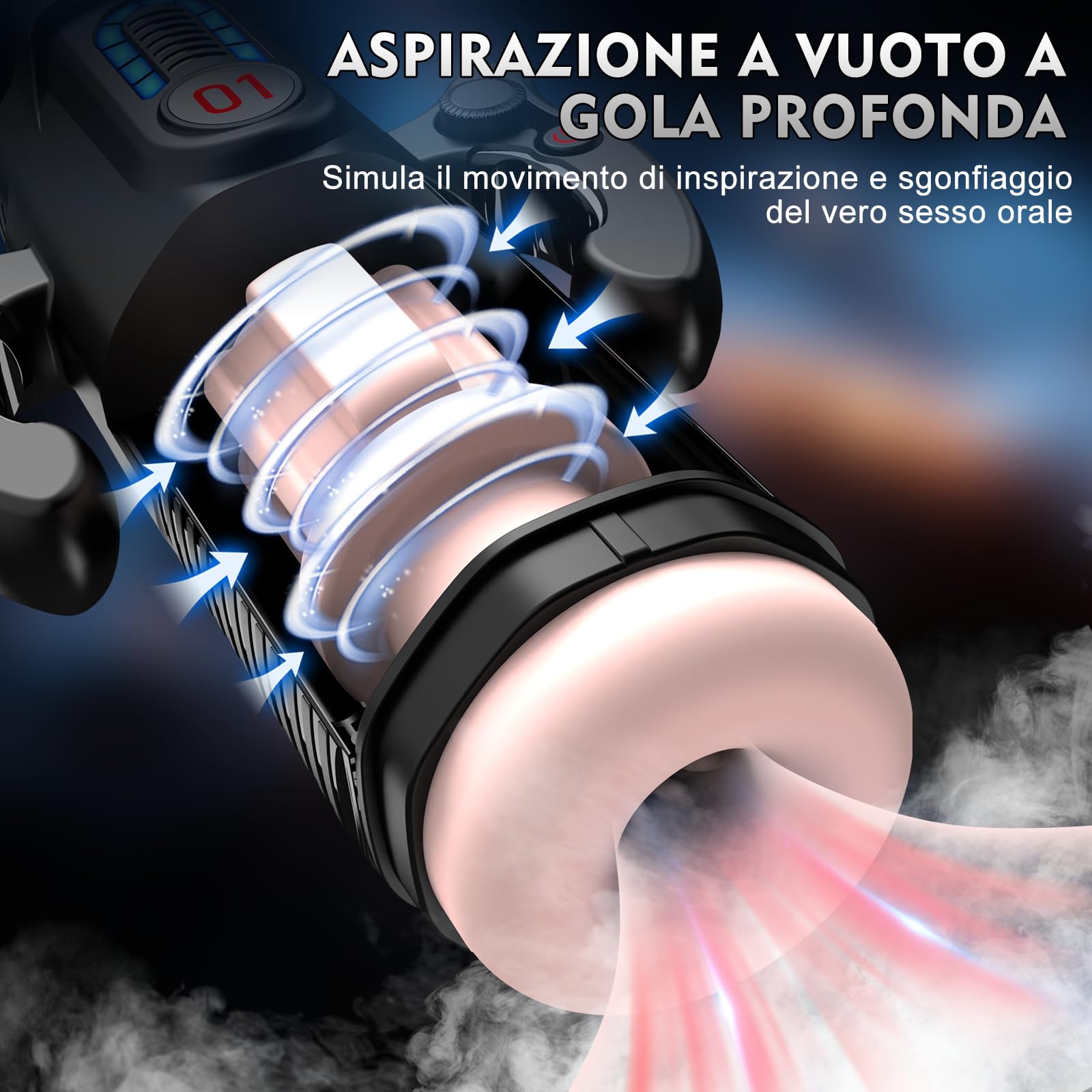 Masturbatore Maschile Automatico Sex Toys Uomo - Masturvatore per Uomo con Vagina Finta e Modalità di Spinta, Suzione e Vibrazione Masturbtore per Pene Sexy Toys Sessuali per Uomini con 6 Anello Pene