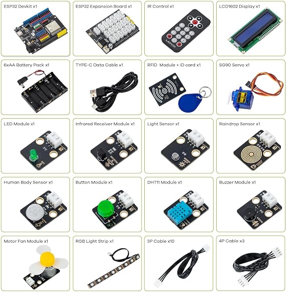 LAFVIN IoT Starter Kit for ESP32 with Tutorial ESP32 Devkit RFID LCD1602 Compatible with Arduino IDE