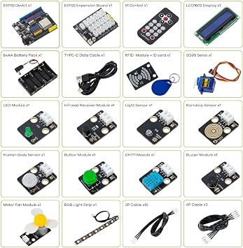 LAFVIN IoT Starter Kit for ESP32 with Tutorial ESP32 Devkit RFID LCD1602 Compatible with Arduino IDE
