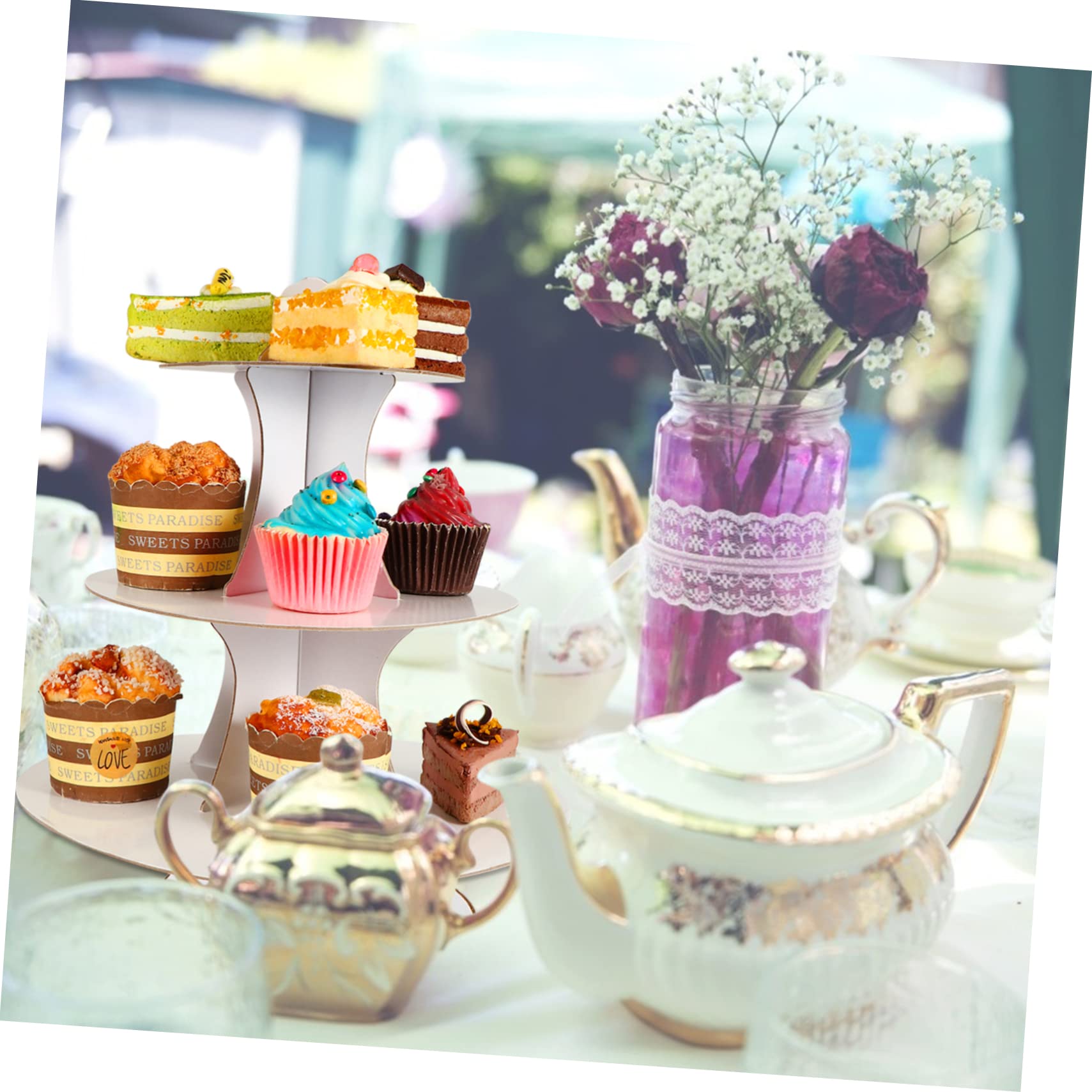 STOBAZA 2pcs Cake Display Rack Multi Layer Paper Dessert Stand for Weddings Birthdays and Events for Cakes Fruits and Snacks