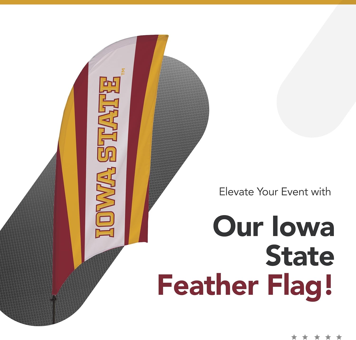 Iowa State Cyclones College Sports Printed Feather Flag - NCAA Licensed - Super Polyester - School Banner (Red, Gold) (7.5' Spike Base)