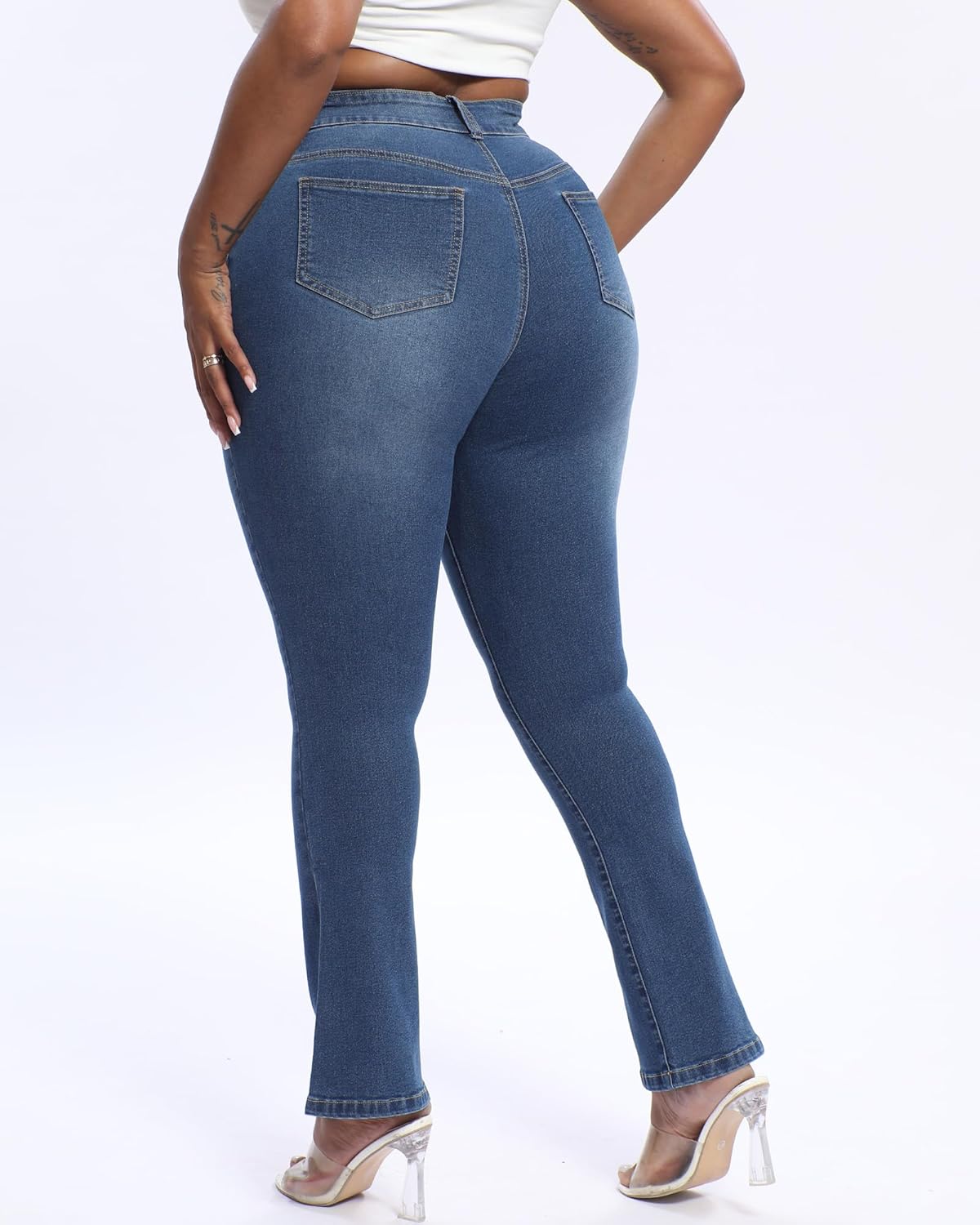 Plus Size Jeans Bootcut Stretchy for Women High Waisted Modern Curvy Flare Trouser Jean - Image 2