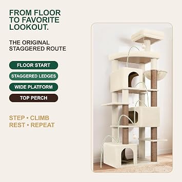 Globlazer Large Cat Tree for Large Adult Cats, Tall Sturdy Cat Tower, S80