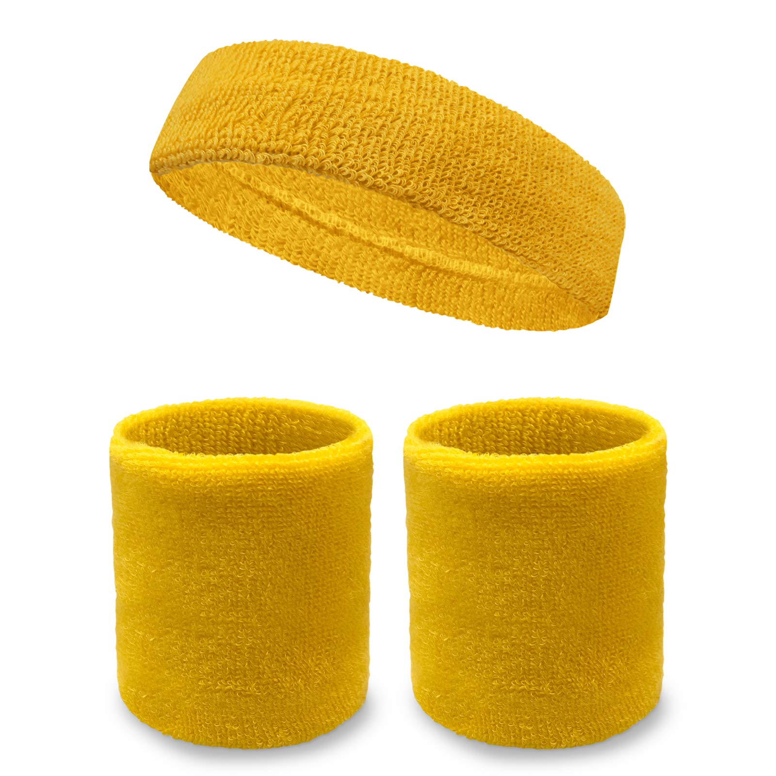 Couver Unisex Terry Cloth Sweatbands (Headband/Wristband Set) Moisture Wicking Sweat Absorbing Head Band