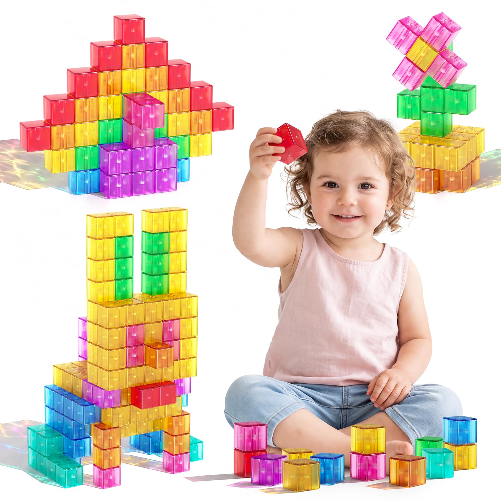 Magnetic Blocks 40PCS 1.34" Transparent Large Magnetic Building Cubes
