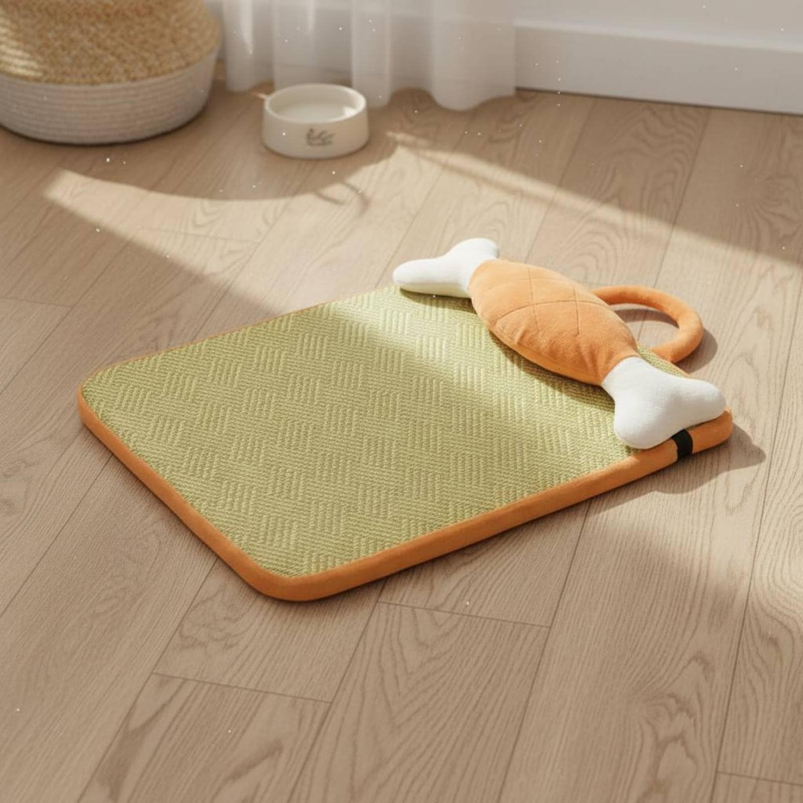 predolo Tapis Rafraîchissant Chien Respirant Panier Chien Lavable Coussin Amovible Produit Animalier pour Été, 90 X 72 Cm, Os