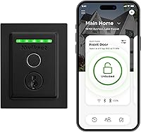 Kwikset Halo Touch Fingerprint Wi-Fi Smart Deadbolt - Keyless Entry, Geofence Auto-Unlock, Alexa/Google Compatible, Matte Black