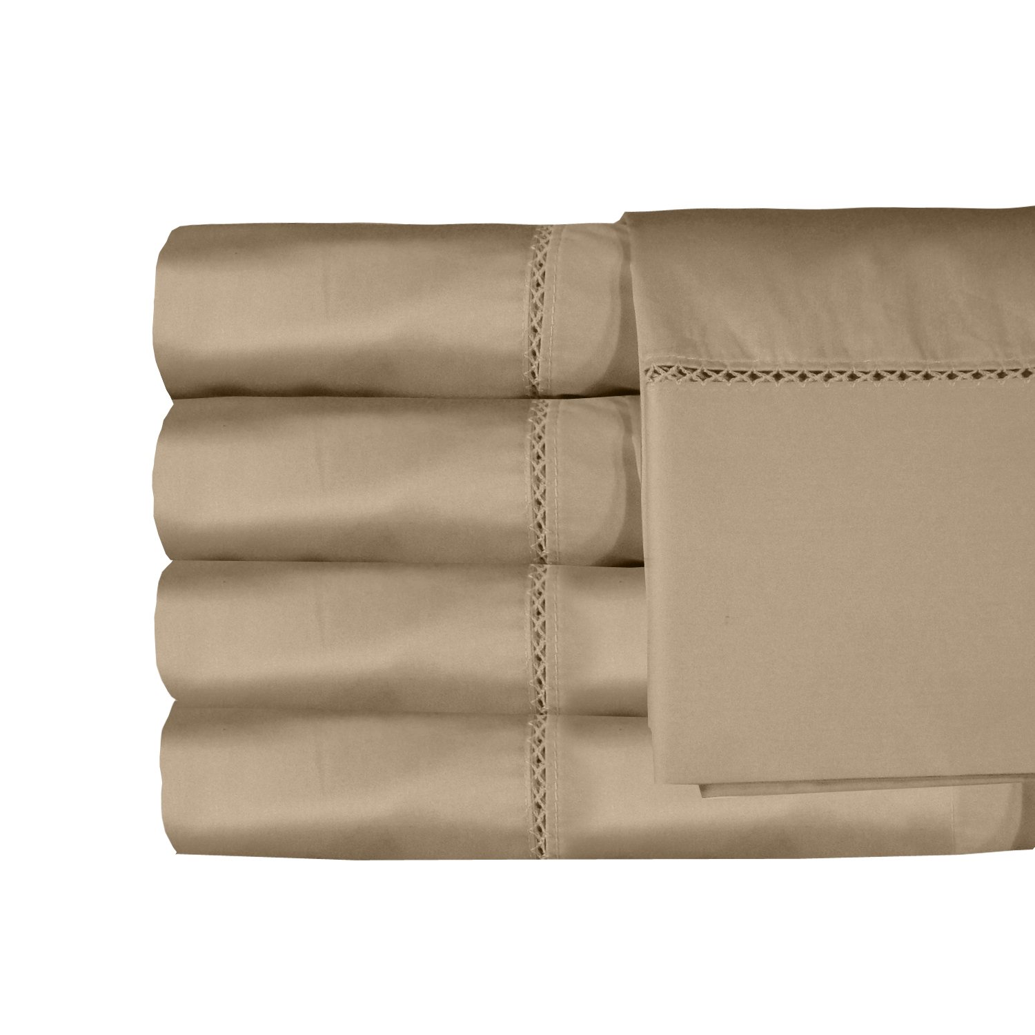 Veratex The Bella Collection Contemporary Style 1200 Thread Count 100% Cotton Sateen Luxury Bedroom Sheet Set, King Size, Ivory