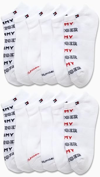 Tommy Hilfiger Womens No Show Socks - 12 Pack Lightweight Athletic Performance Cushioned Running Low Cut Socks for Women