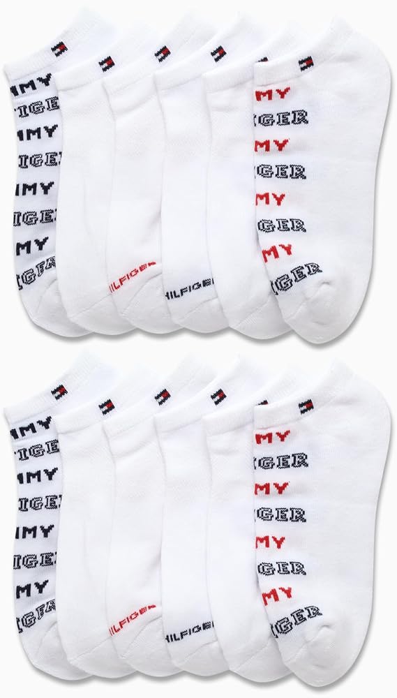 Tommy Hilfiger Womens No Show Socks - 12 Pack Lightweight Athletic Performance Cushioned Running Low Cut Socks for Women