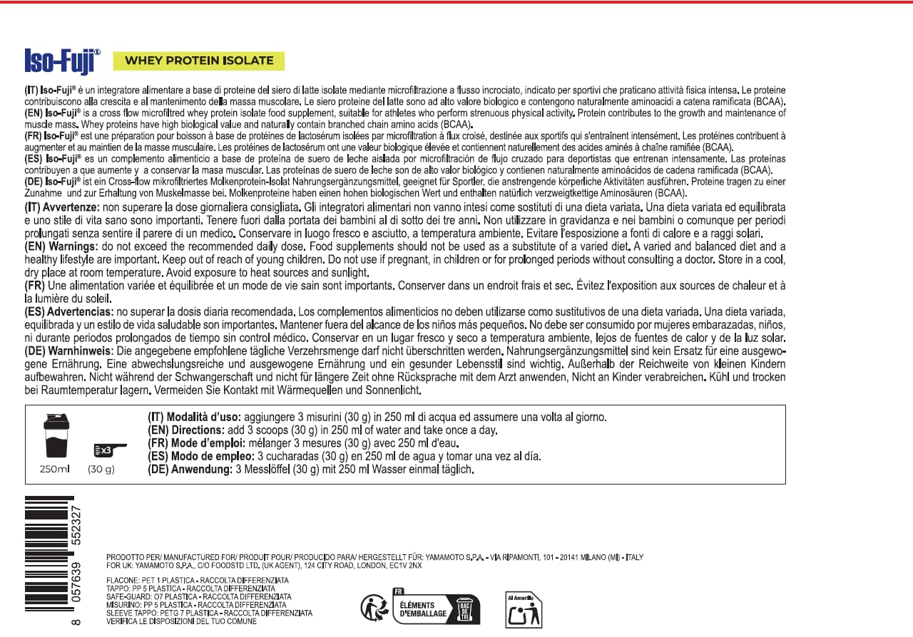 YAMAMOTO Nutrition, Iso-Fuji Volactive 2 kg, Aislado de Proteína de Suero de Leche Ultrafiltrada, Aislado de Proteína en Polvo, Sabor Chocolate