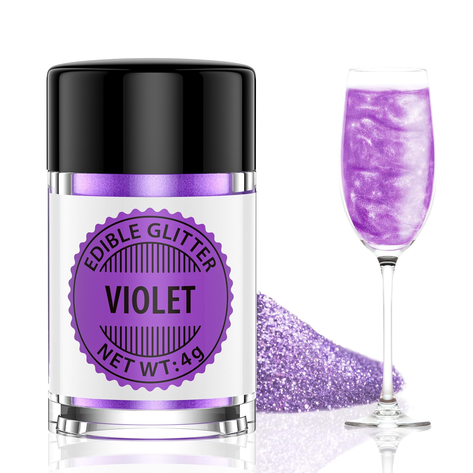 Waysroma Essbarer Glitzer für Getränke 4g, Geschmacklos Essbarer Glitzer, Lebensmittel Glitzers für Cocktails, Likör, Sekt, Wein, Champagner, Schokolade, Fondant, Kuchen Deko (Violet)