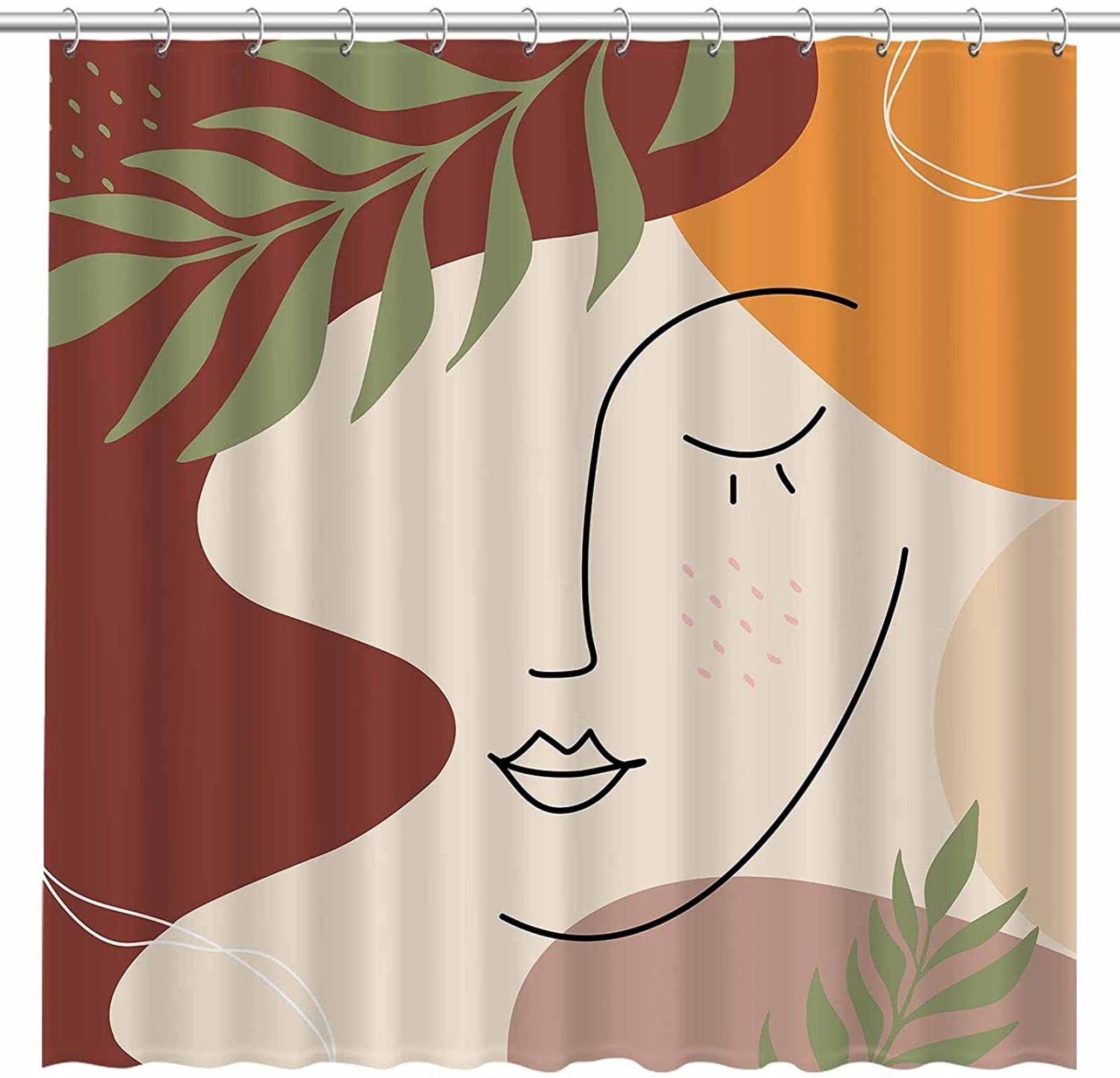 Duschvorhang Mit Abstraktem Kuss-Motiv – Wasserdicht, 180x200 Cm, Weißer Hintergrund, Inkl. 12 Haken, Aus Polyester