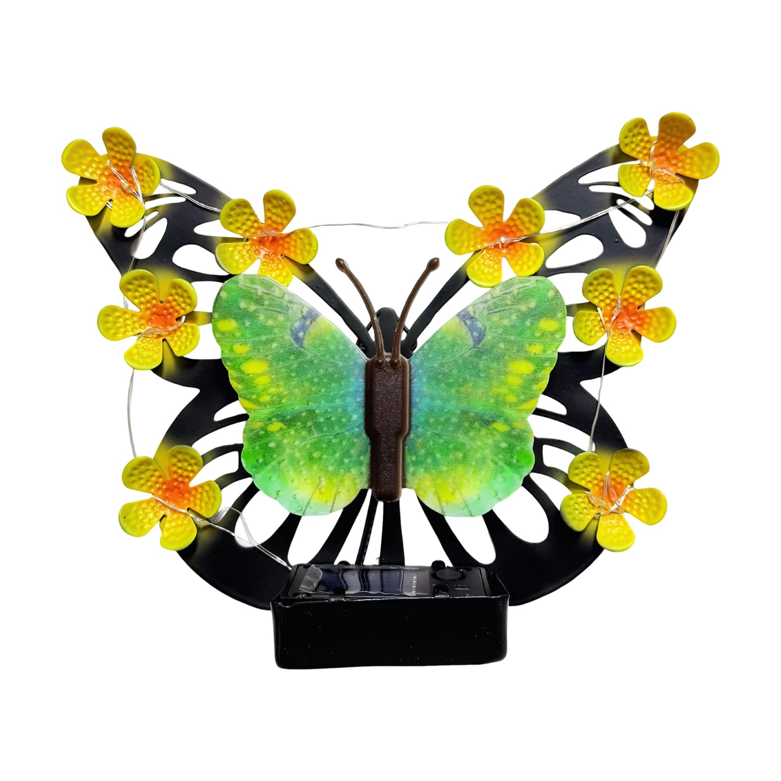 Waterproof Solar Ambient Wall Lamp, Hollow Flower Butterfly LED Landscape Light, Rustproof Metal Auto On Off Decorative Lighting for Patio Garden Fence Outdoor Wall