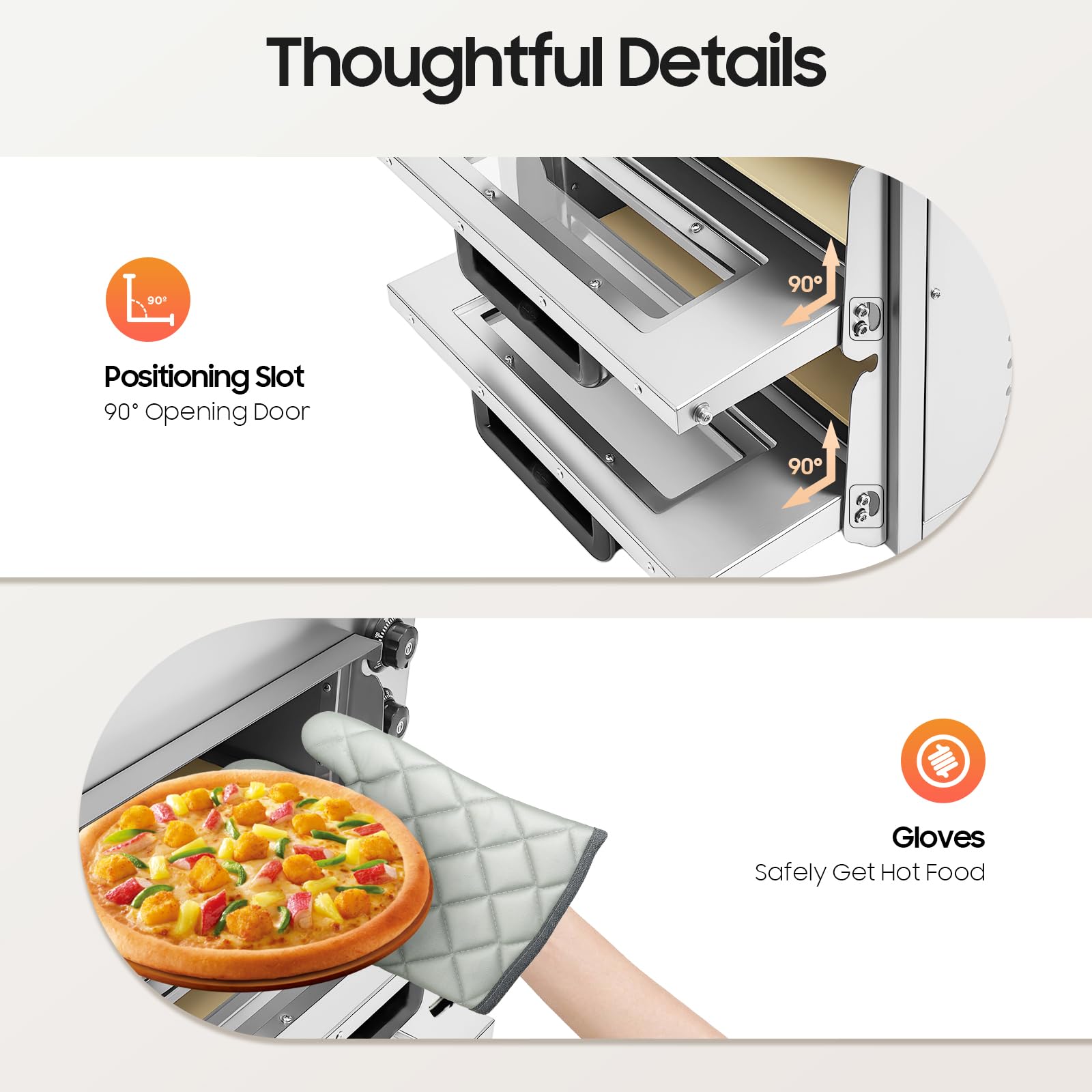 3000 W 13,6 A Profesional Doble Cámara Horno Pizza Eléctrico 50-350 ℃ Mini Horno 20L Capacidad cada nivel Gastro Piedra Horno 57 x 47.5 x 44 cm