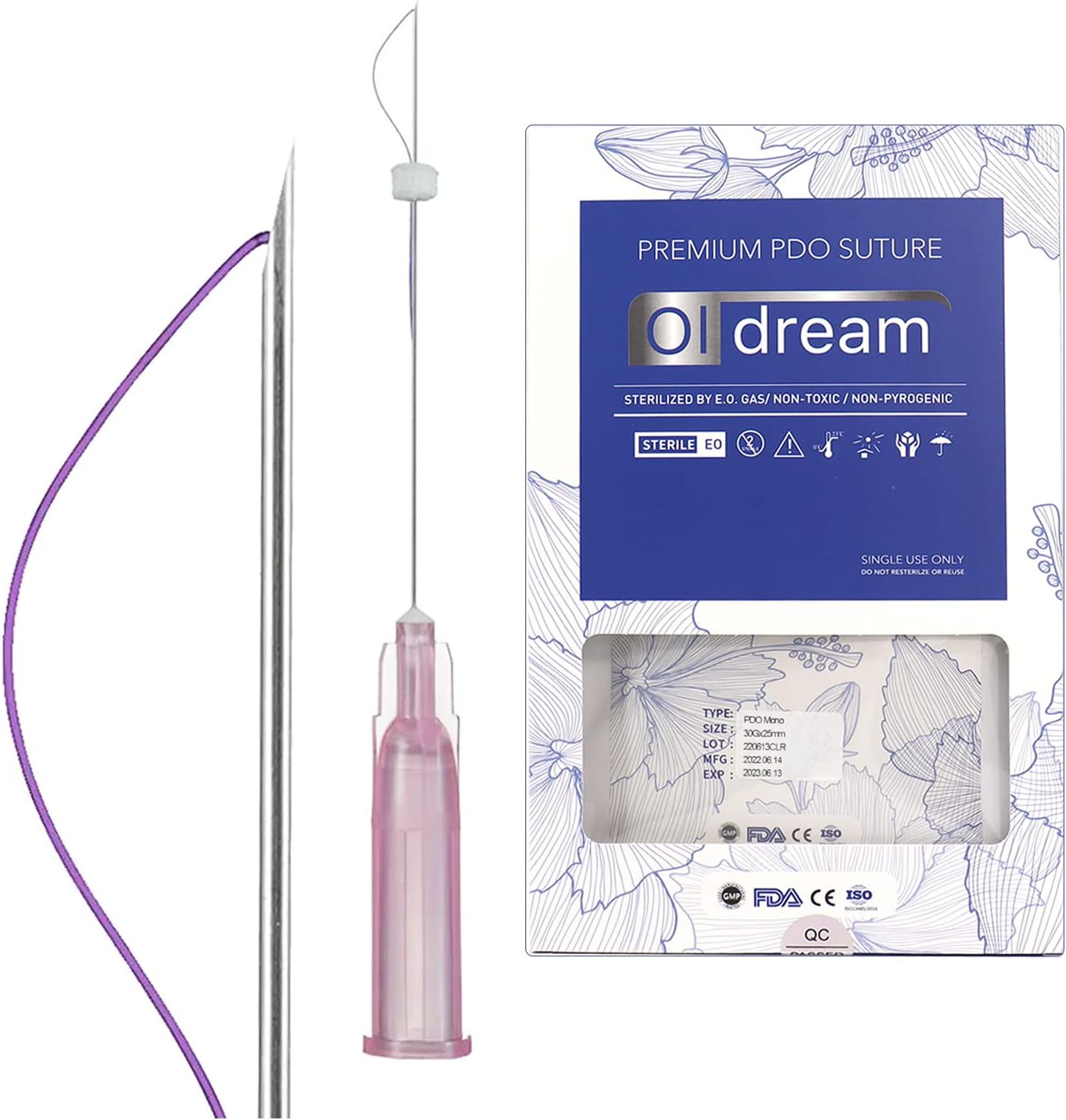 Oldream Pdo Threads Mono 30G38mm, Pdo Threads for Face Lift, Pdo Smooth Threads, Thread Pdo, Thread Face Lift 20Pcs