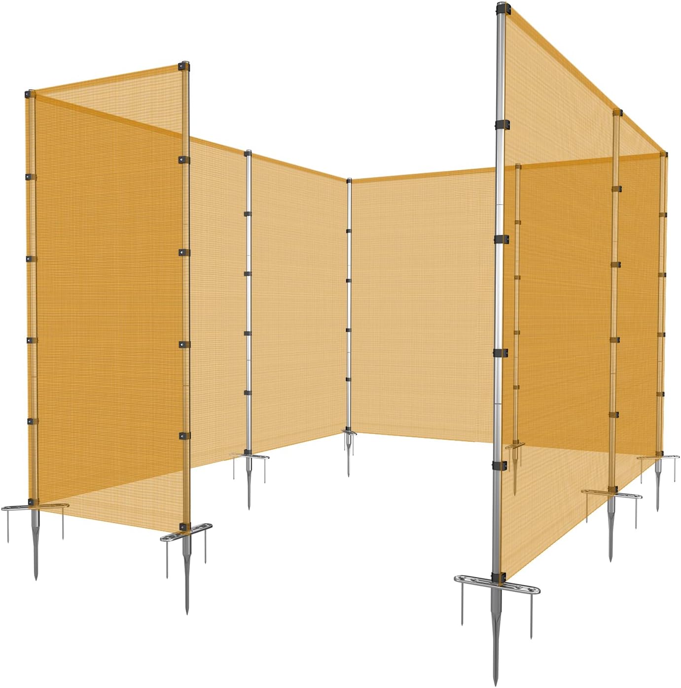 Patio Outdoor Fence Kit for Deck Backyard Yard Patio Temporary Removable Dog Fence Barrier Mesh Garden Chicken Freestanding Fencing with Stainless Poles Spikes 6'x5' Orange