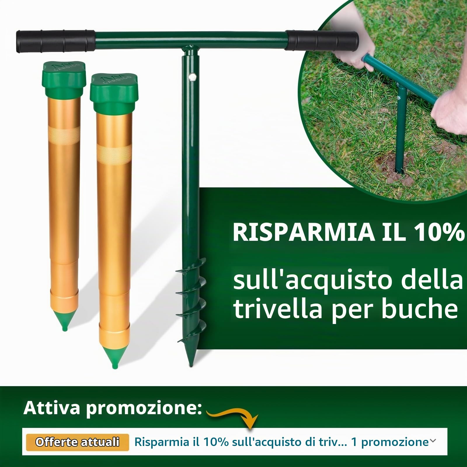 GARDIGO® Set 2 Dissuasori per Talpe Antitalpa da Giardino Allontana Talpe | ca. 1250 m² | Motore a Vibrazione | Frequenze Alternate | a Batterie | Scaccia Talpe