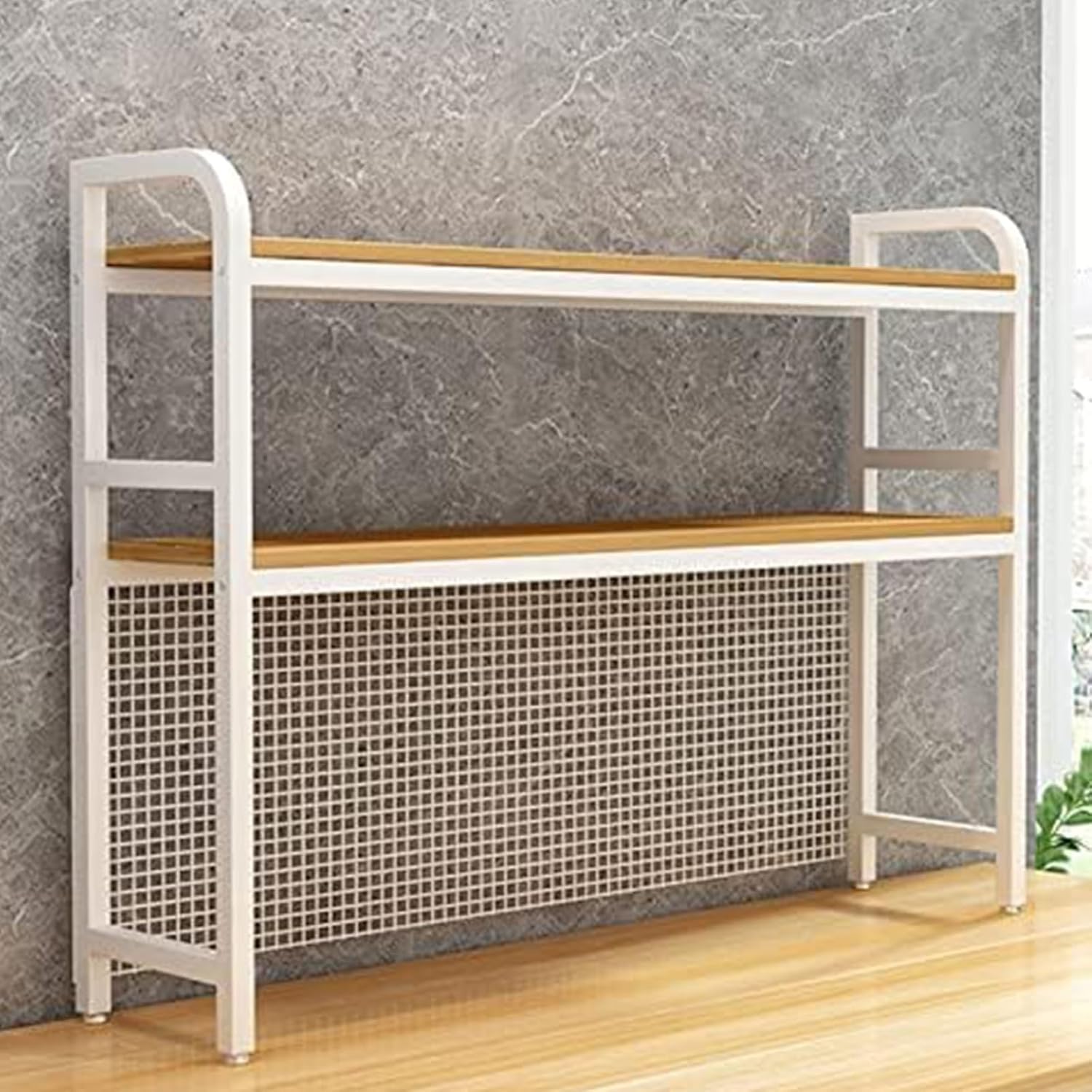 Amazon.com: 2 Tier Desktop Bookcase/Bookshelf - Industrial Grid Hutch ...