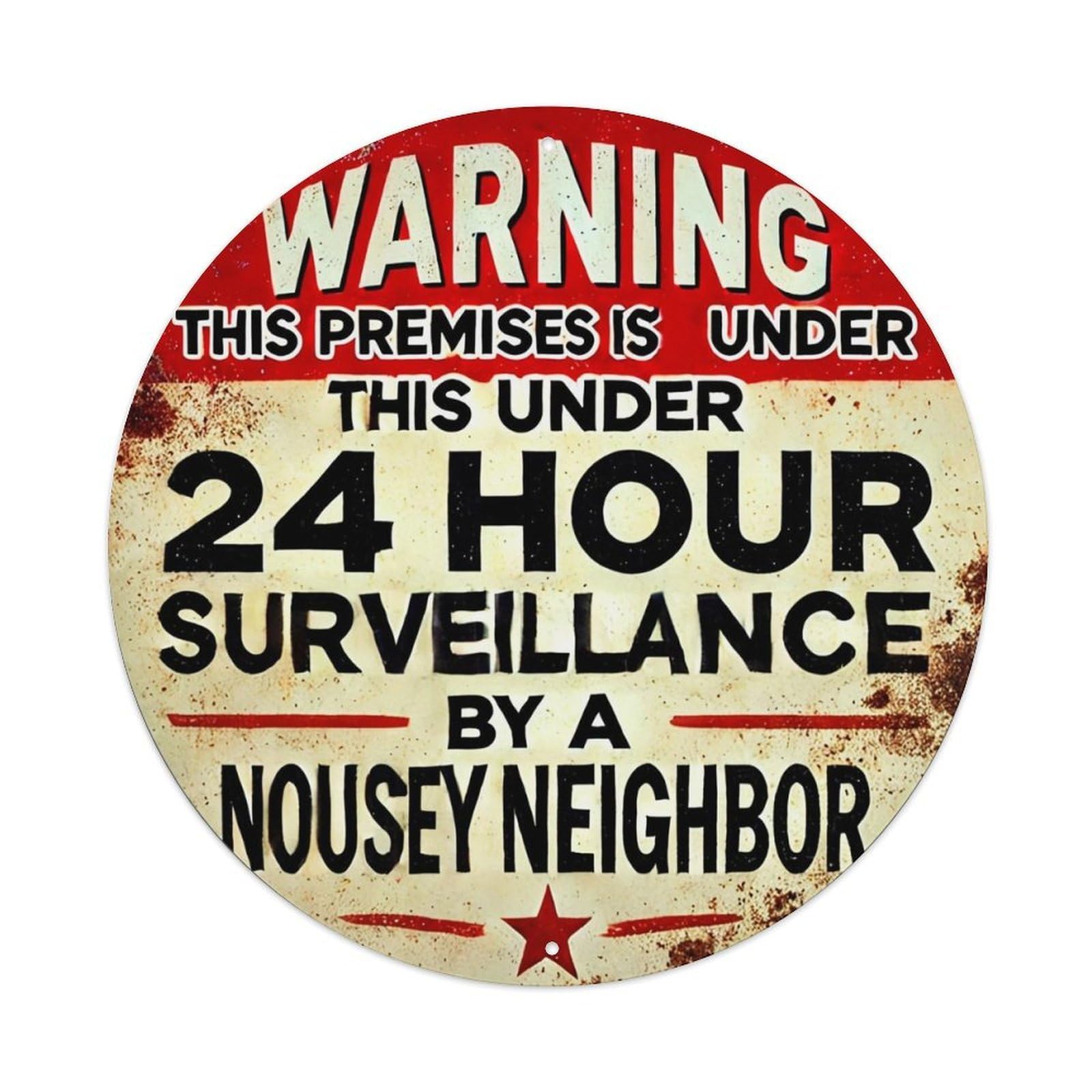 Warning Sign With Rustic Design Retro Metal Sign Round Tin Sign, Vintage Decor Art Poster for Bar, Home, Man Cave, Kitchen, Laundry Room Gift 8x8Inch
