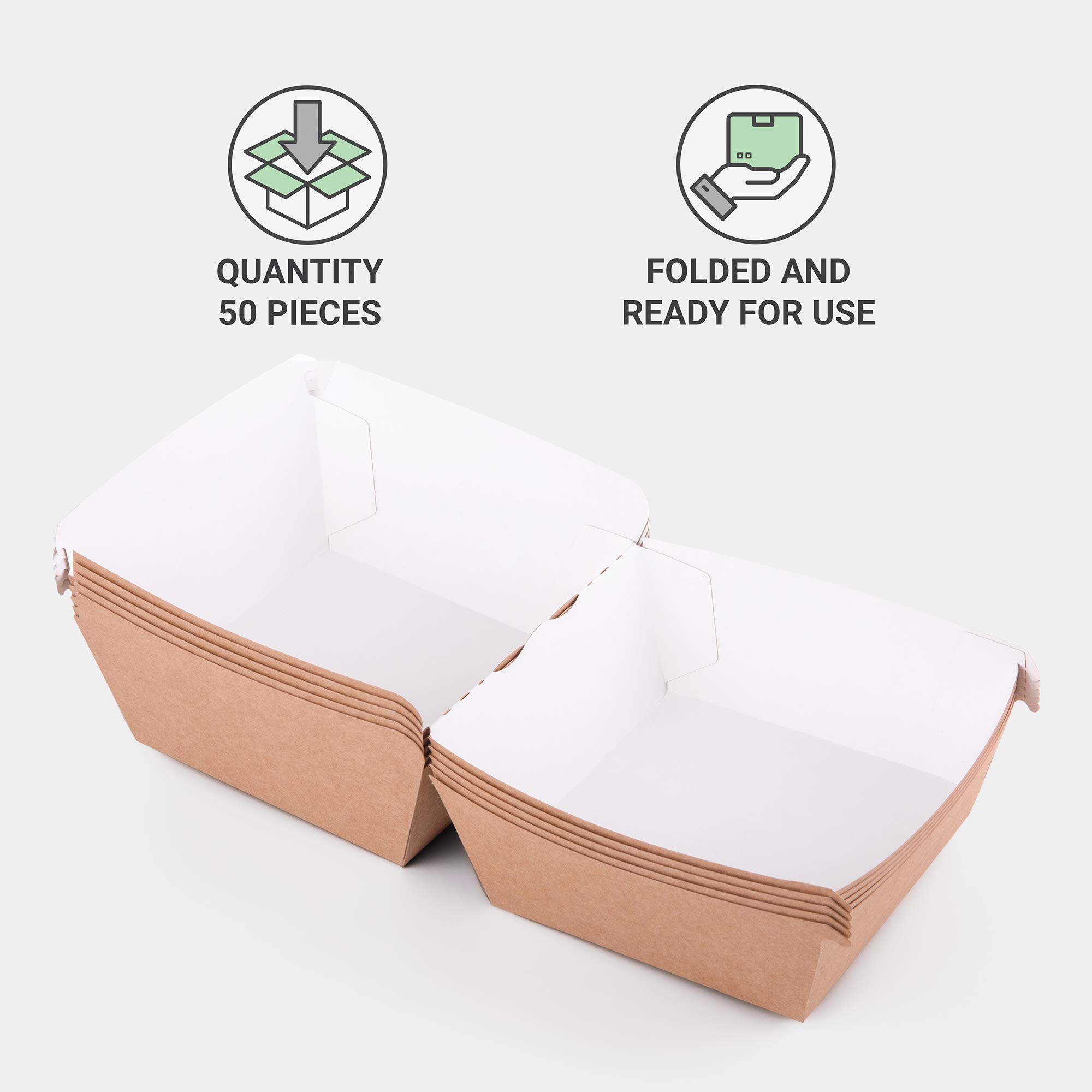 Paquete de 50 cajas de hamburguesas Kraft tamaño XL contenedor de comida rápida comida desechable caja a prueba de fugas ecológica reciclable (50, XL)