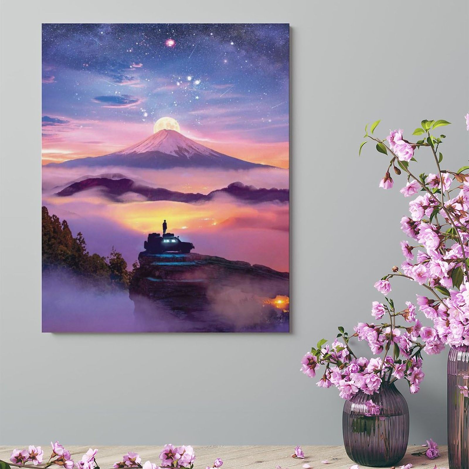 Amazon.co.jp: 絵画 山での瞑想の芸術インテリア 絵画 日本の禅風の