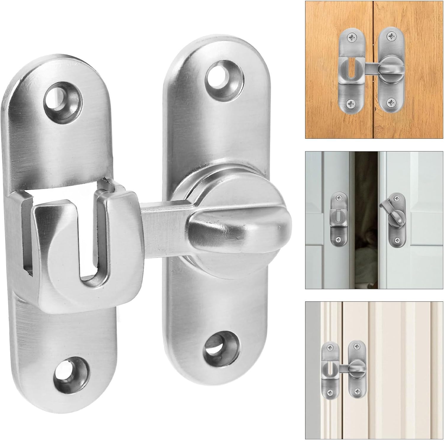 Uonlytech 5sets Sliding Door Latch Cabinet Lock Stainless Steel Latch Door Bolt Easy Slide for Home
