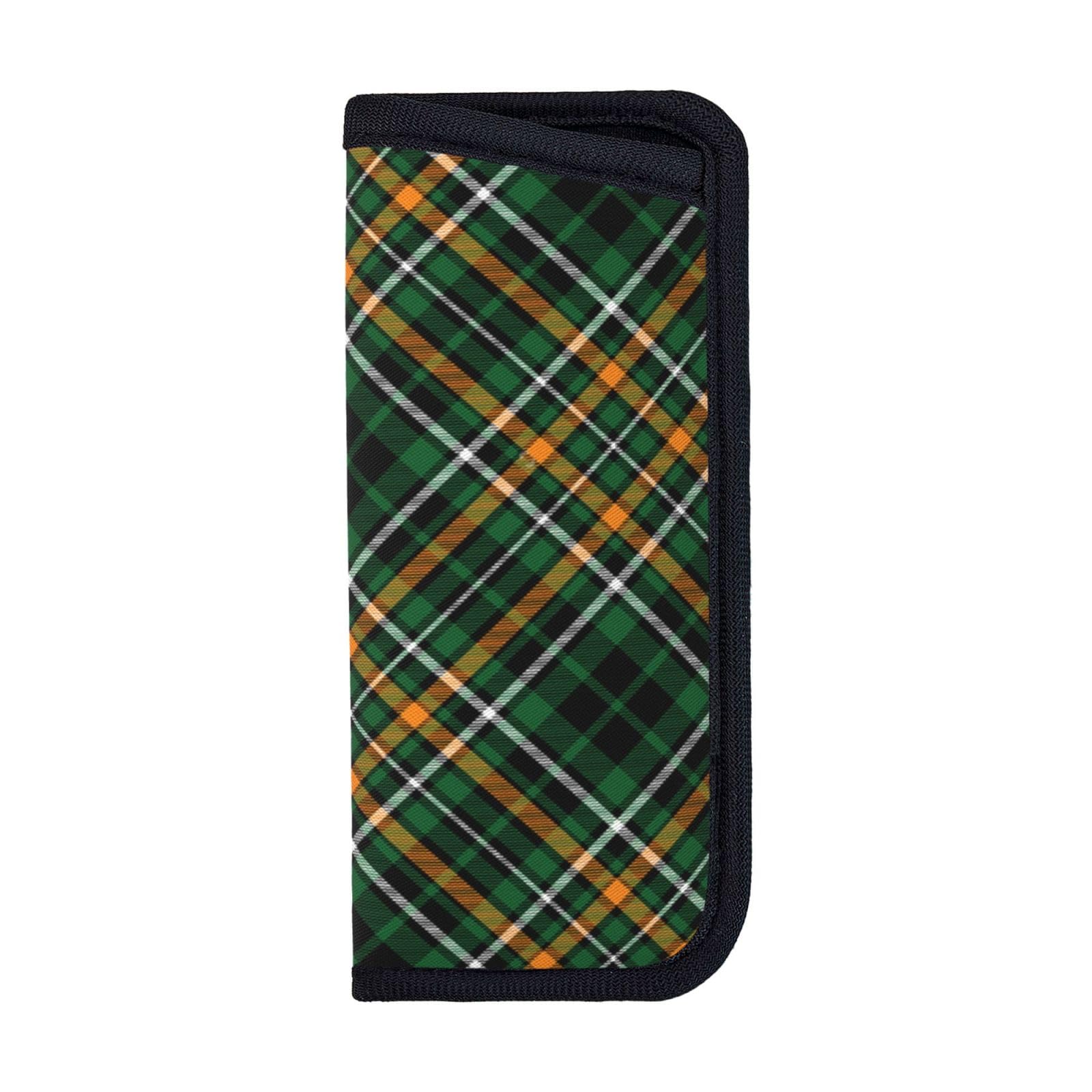 EgoMed Glasses Case,Anti-Scratch Spectacles Sleeve Portable Eyewear Case Sunglasses Case, Green Check Plaid Tartan