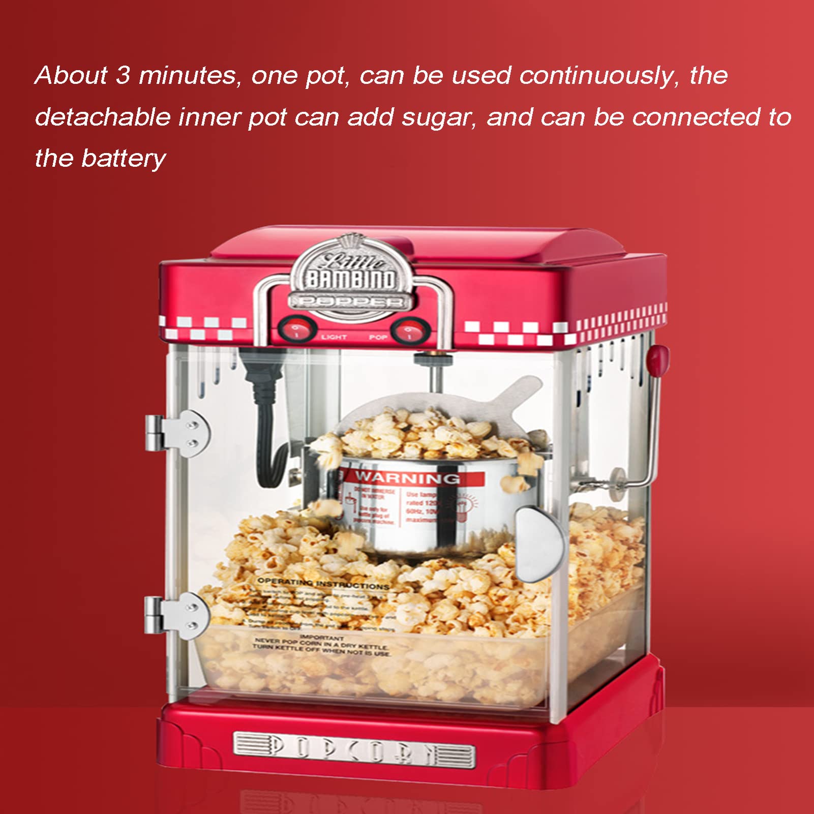 Macchina per Popcorn, Macchina per Popcorn Domestica - Macchina per Popcorn da 300 W - Sana e Senza Grassi, Facile da Pulire I Migliori Popcorn per Popcorn per Serate al Cinema e F