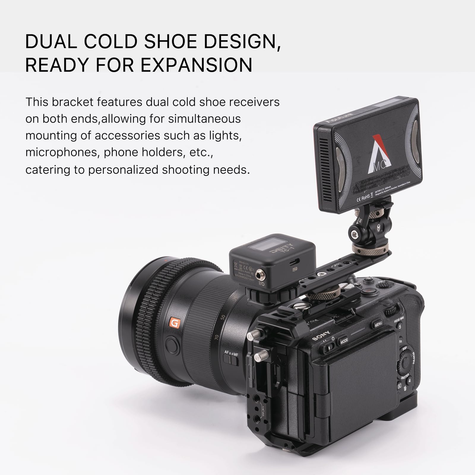 TILTA Cold Shoe Expanded Bracket Compatible with Many Camera Cages TA-CEB-B, Black - Image 4