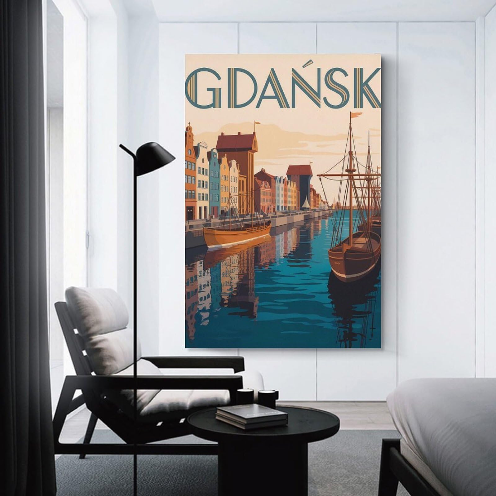 Junmoney Gdansk Poland Travel Home Decor Wall Art 12x18inch(30x45cm), for Restful Interiors, Bedrooms Or Small Rooms, Decorative Wall Art for Cosy Rooms