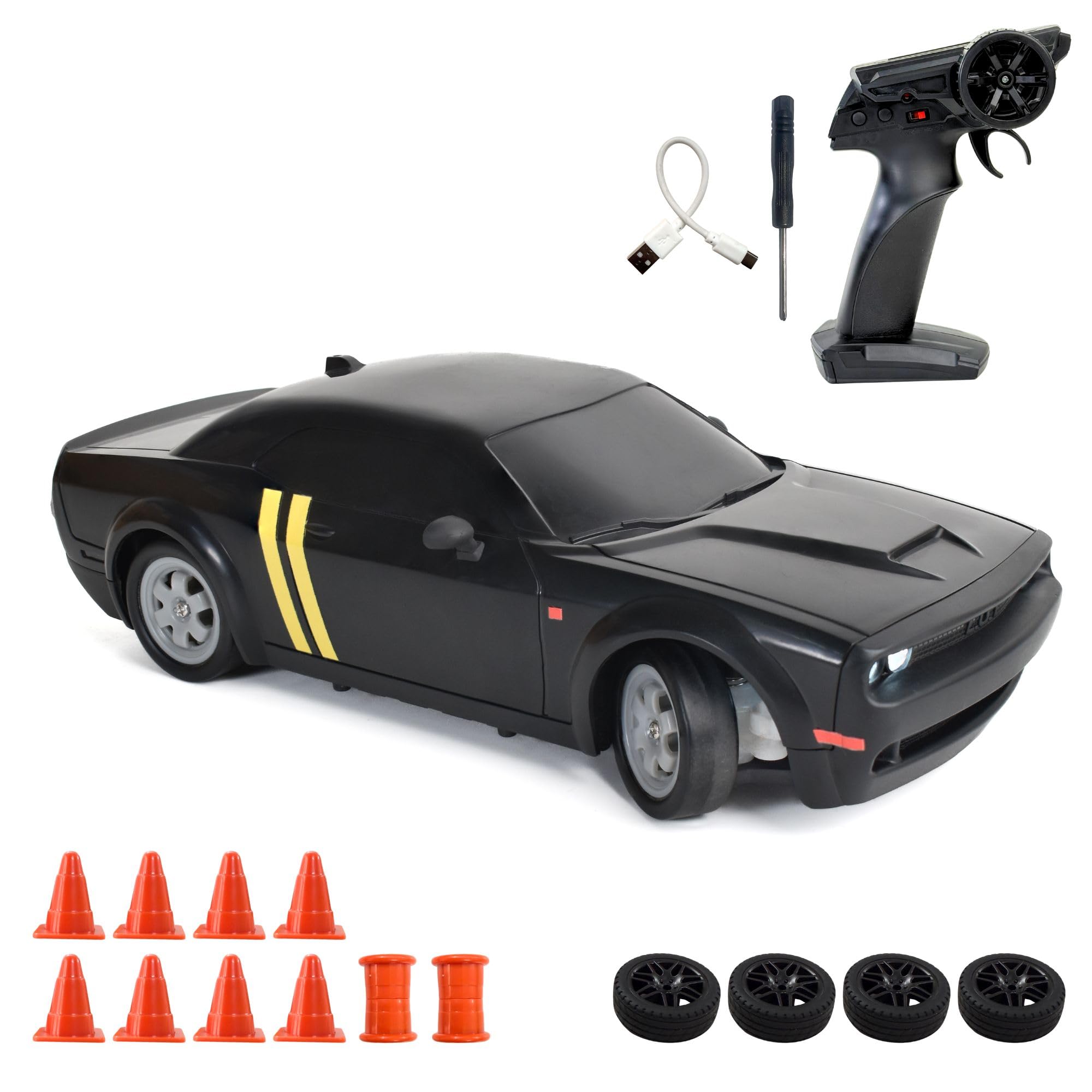 Shadow Remote Control Car | 20Kmph, 2.4Ghz | Rc Drifting Car, Rc Car 4x4, Drift Car Remote Control Range Upto 100m, Race-Ready Build ABS Plastic Body, Multi-Mode LED Lights (Tarmac Black)