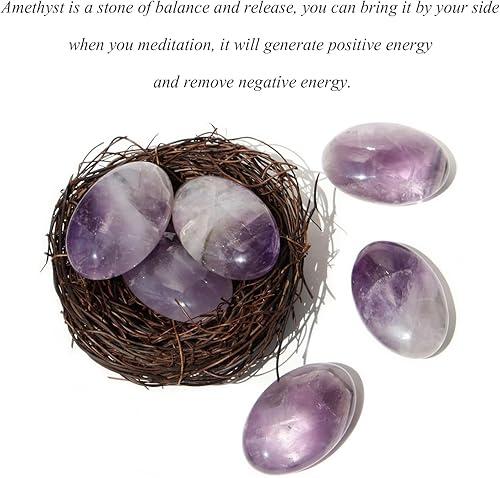 Miniatura 6 de Piedra de preocupación de amatista, piedras preciosas para el pulgar, masaje pulido tallado a mano natural, palma de cristal curativo para