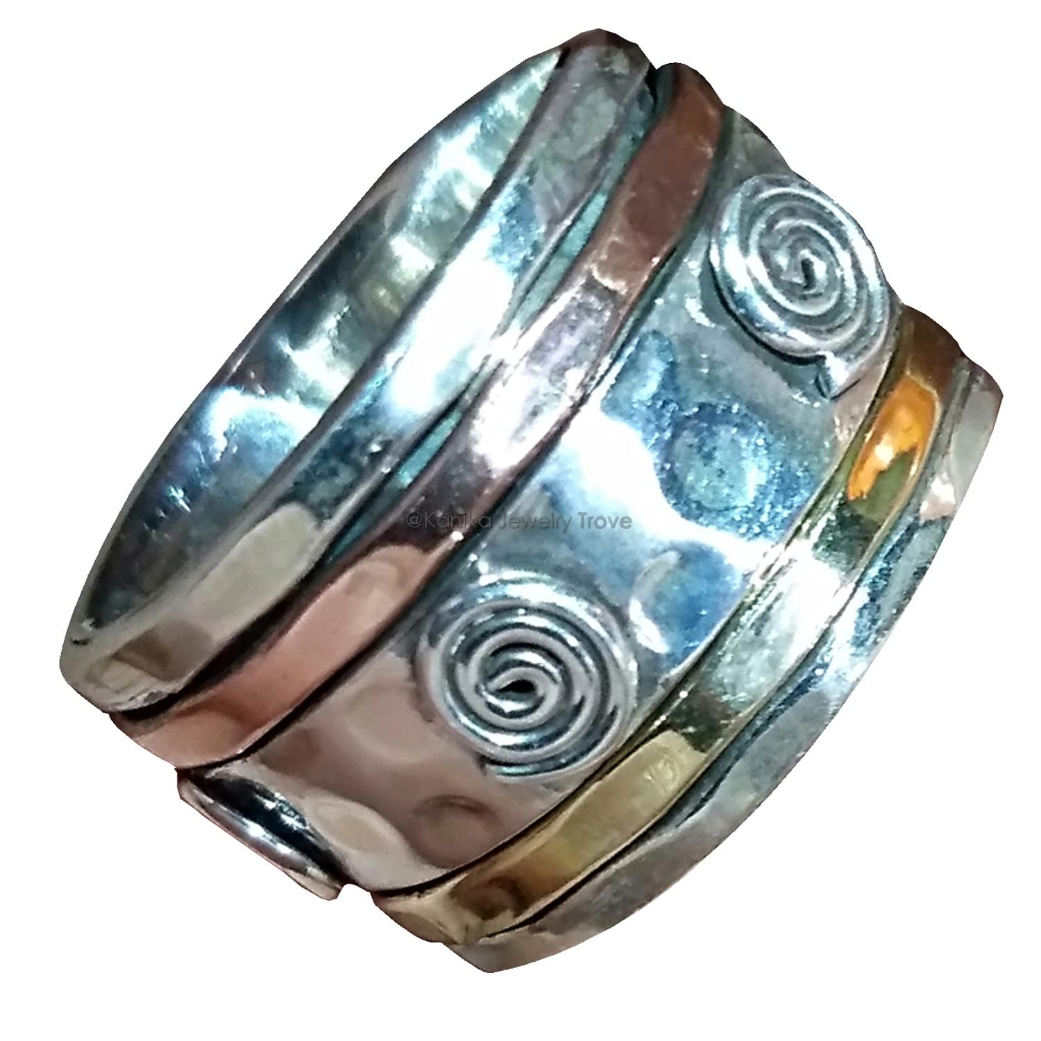 Angst Ring für Meditaion, 925 Sterling Silber Band, Spinner Ring aus Messing und Kupfer für Frauen, Geschenkring zum Muttertag Größe 7
