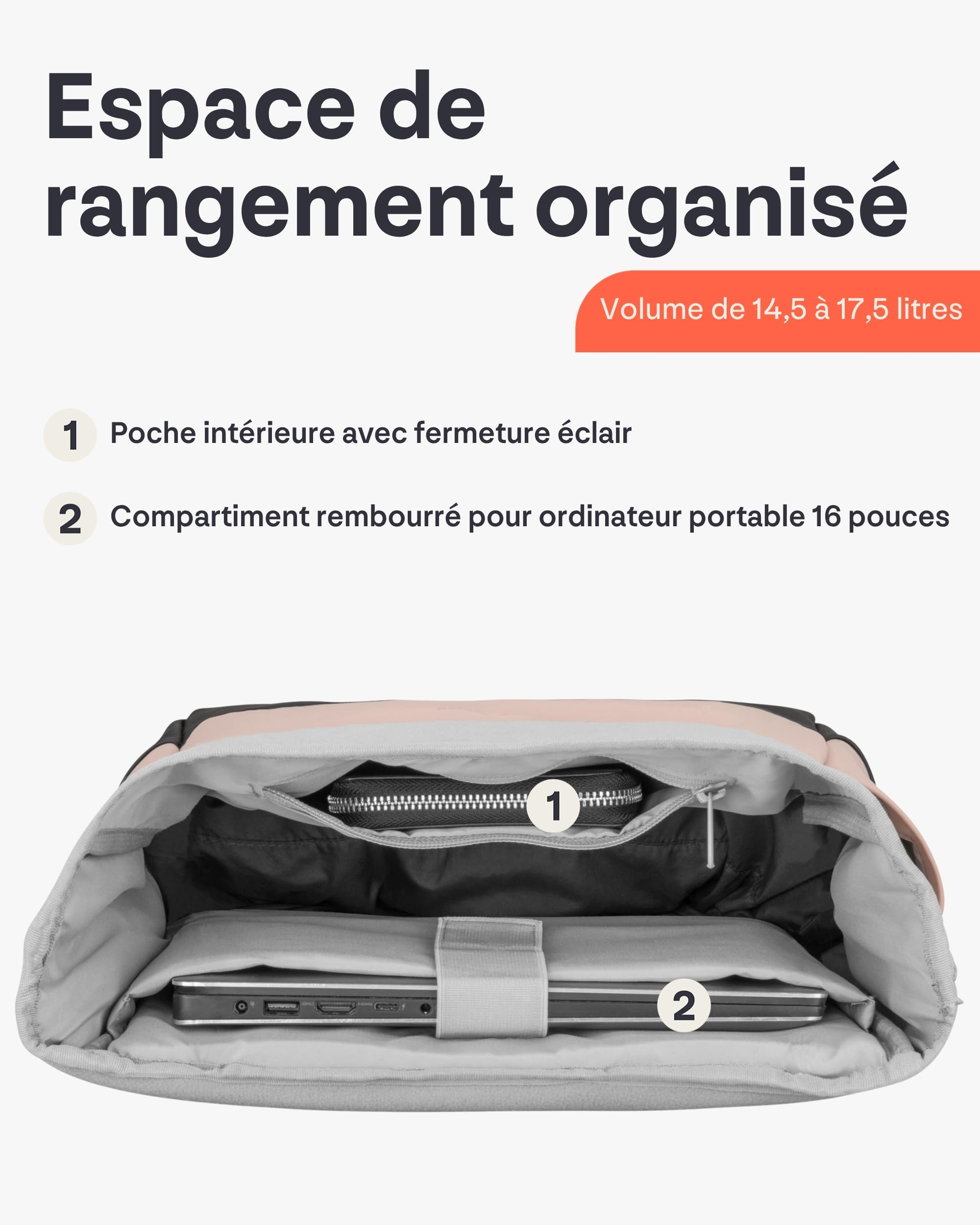 Johnny Urban Sac à Dos Femme & Homme - Harvey Medium - Backpack Roll Top pour Ordinateur Portable pour Voyage Travail, Loisir - Compartiment de 16 Pouces - Hydrofogue