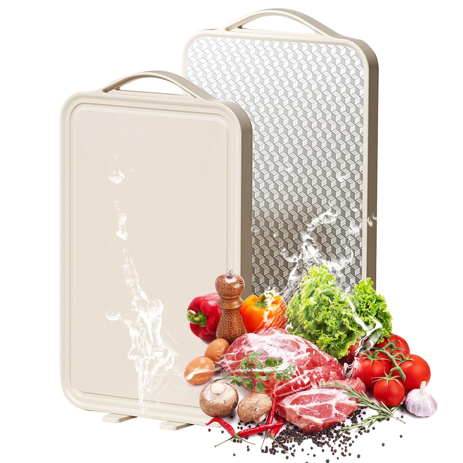 Tagliere Acciaio Inox Bifacciale, Tagliere in Titanio, Taglieri Bifacciali, Tappetino da Taglio, for Carne, Frutta e Verdura, Facile da Pulire(L)