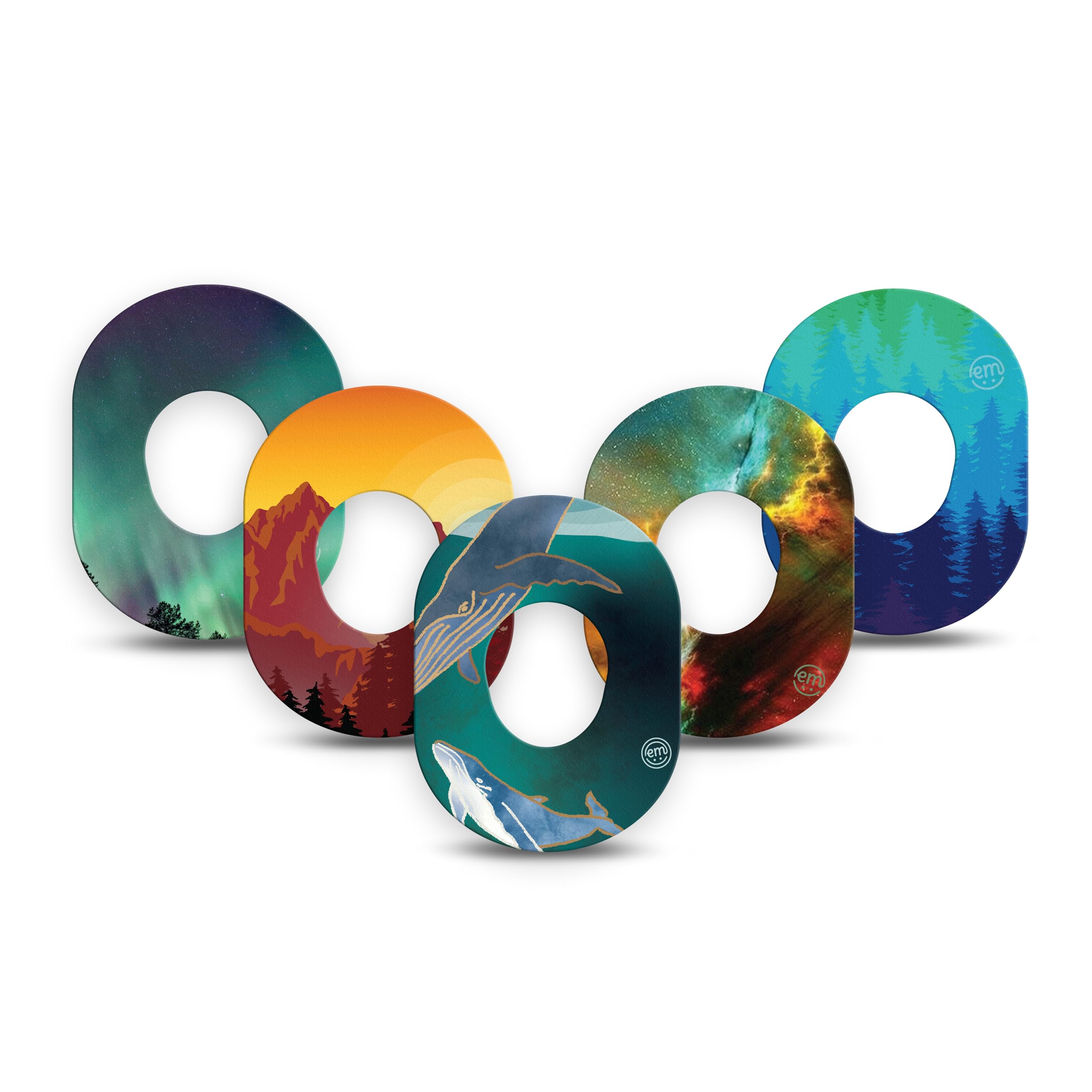 ExpressionMed - Adhesive Patches for Dexcom G7 Mini (Pack of 5) - Made in The USA, Waterproof, Non-Fraying, Pre-Cut CGM Sensor Tapes (Nature Views)