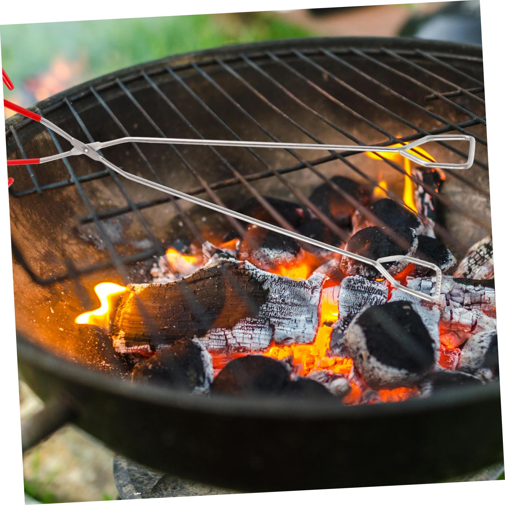 Mikikit 4 Piezas Pinzas de Inoxidable Barbacoa y Fogatas con Ergonómico y Antideslizante Herramienta de Cocina Asar y Sujetar Aire
