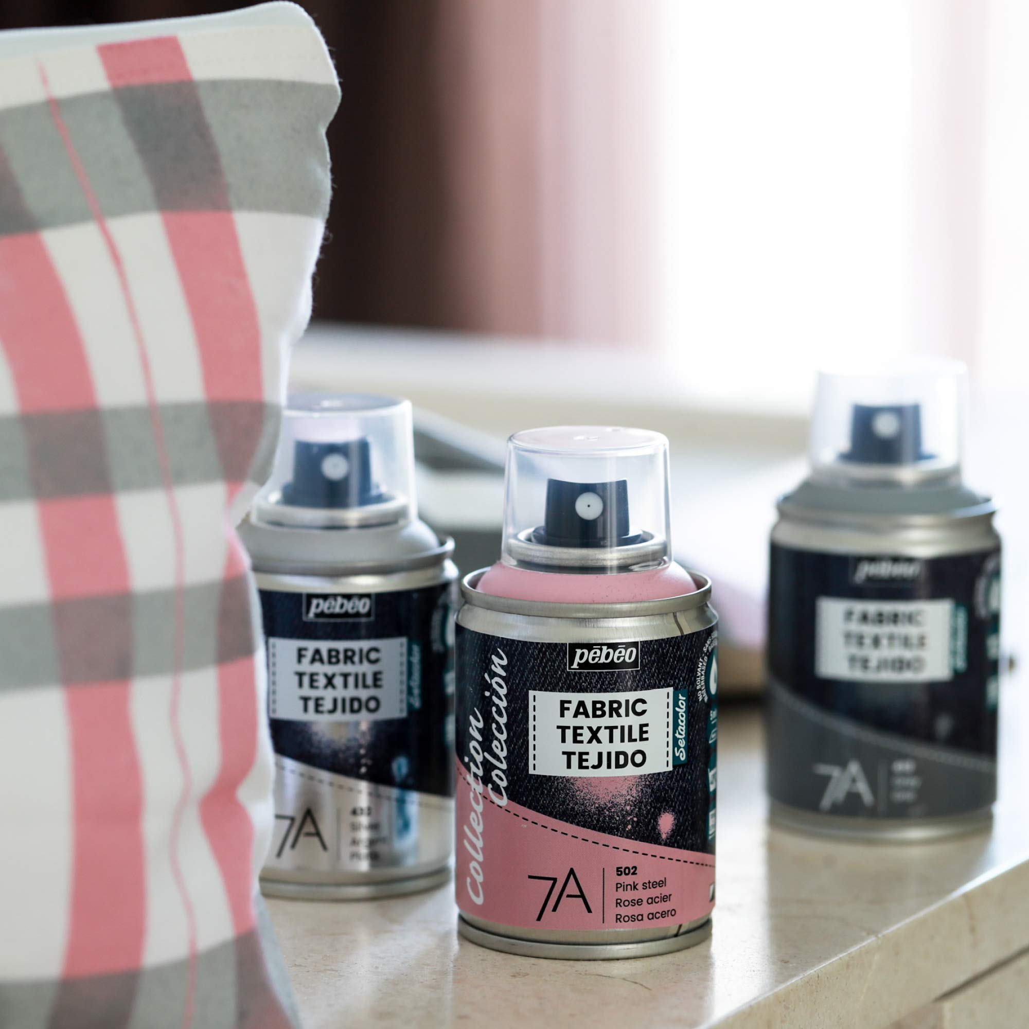 PEBEO Fabric Paint Spray for Textiles 7A Spray Natural and synthetic fabrics Water-based Solvent-free Permanent Fabric Dye Machine-Washable Spray Paint for textile design,Black,100 ml(Pack of 1)