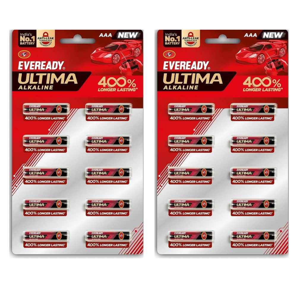Eveready Ultima Alkaline AAA Battery Pack of 20 | 400% Longer Lasting, Anti-Leak Turbolock Technology, Eco-Friendly Batteries for High-Drain Devices Household Devices & Toys-image-46