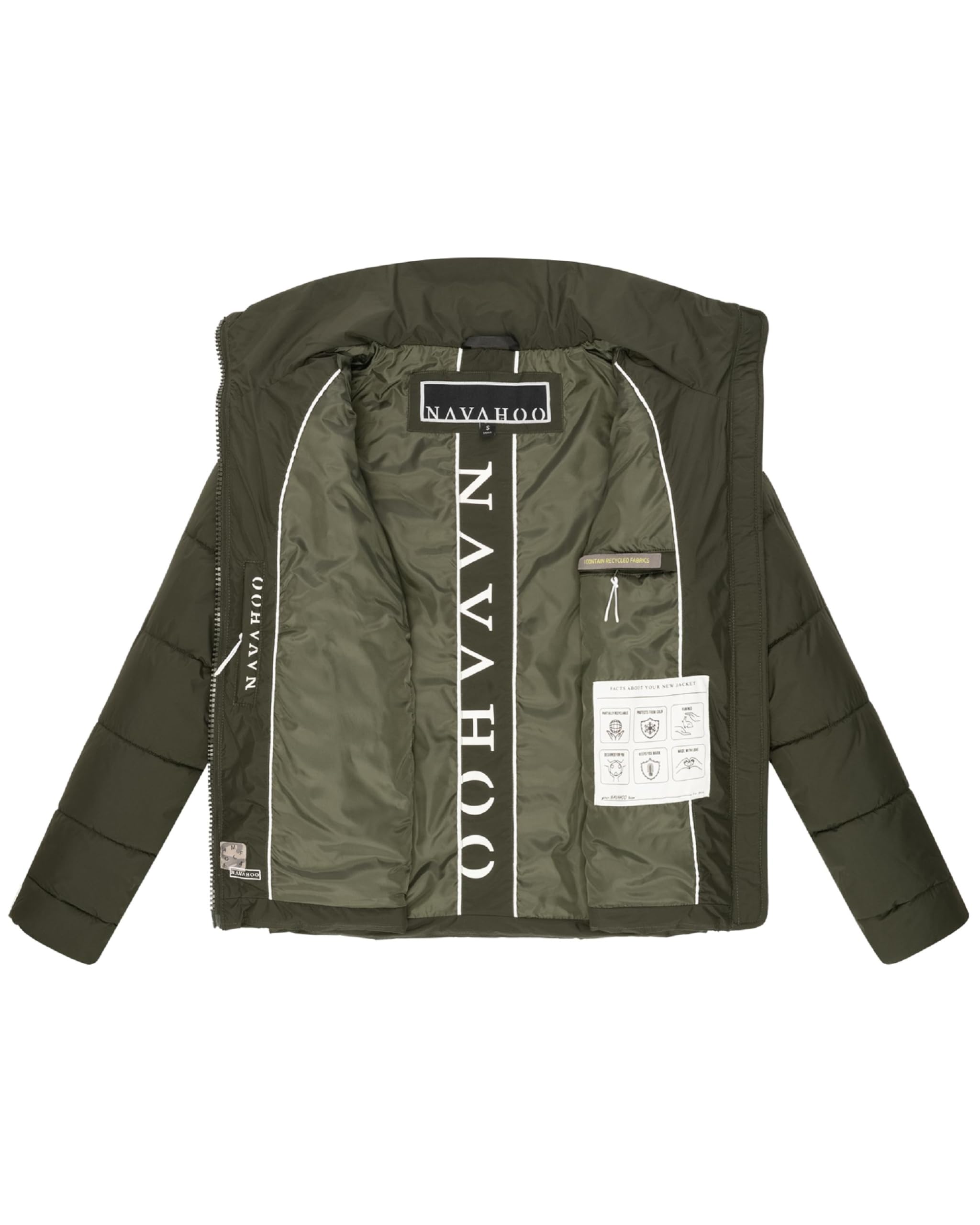 Navahoo leichte Damen Steppjacke kurze Übergangsjacke oversized mit Fledermausärmeln Luftzauber 14 XS-XXL
