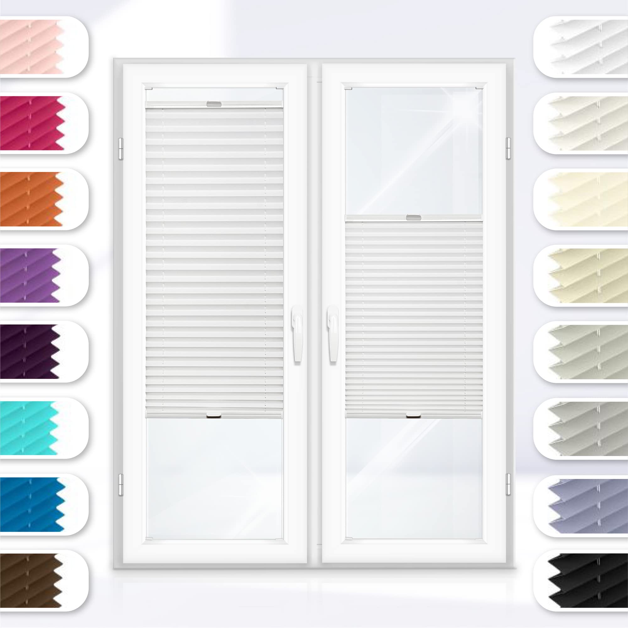 Concept Blinds Custom Pleated Blind with Drilling - Premium Collection 18 Fabric Colours - for Tilt and Turn and for Casement Style Windows (Height from 59