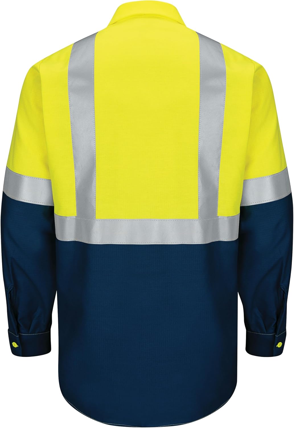 Red Kap Men's Hi-Visibility Long Sleeve Colorblock Ripstop Work Shirt - Type R, Class 2