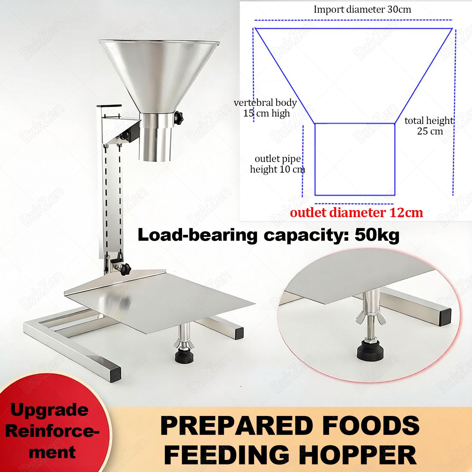 Embudo De Llenado De Acero Inoxidable, Capacidad De Carga De 50 Kg, Soporte Pesado para Uso Industrial Versátil, Ajustable con Plataforma De Elevación 12cm